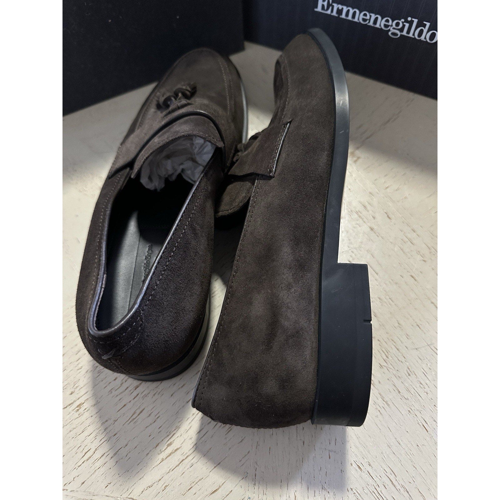 Ermenegildo Zegna Suede Loafers Shoes DK Brown 10.5 US/43.5 Eu New $950