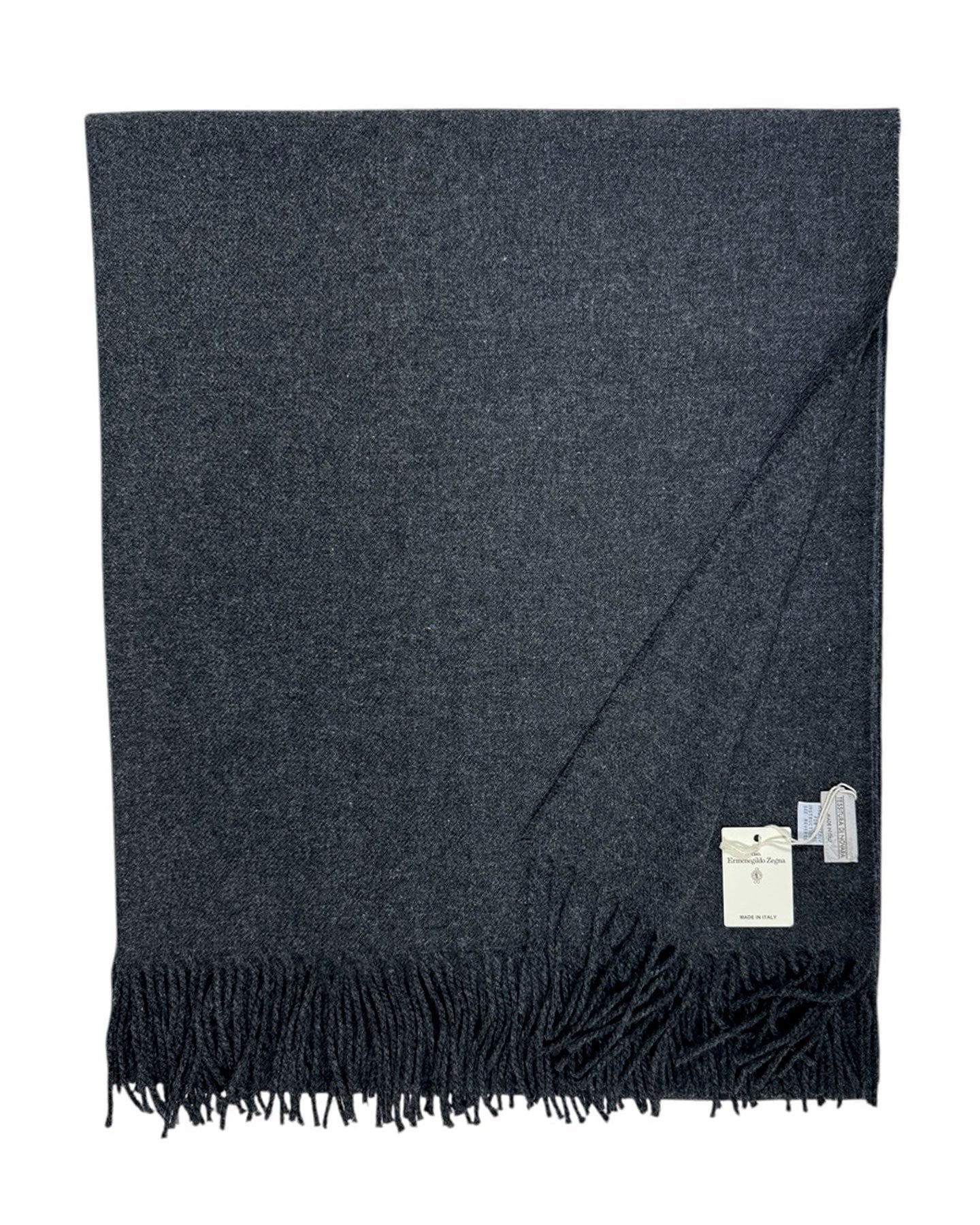 Tessitura Di Novara Cashmere Throw Blanket Black Dark Gray - Luxury Zegna Fabrics SALE