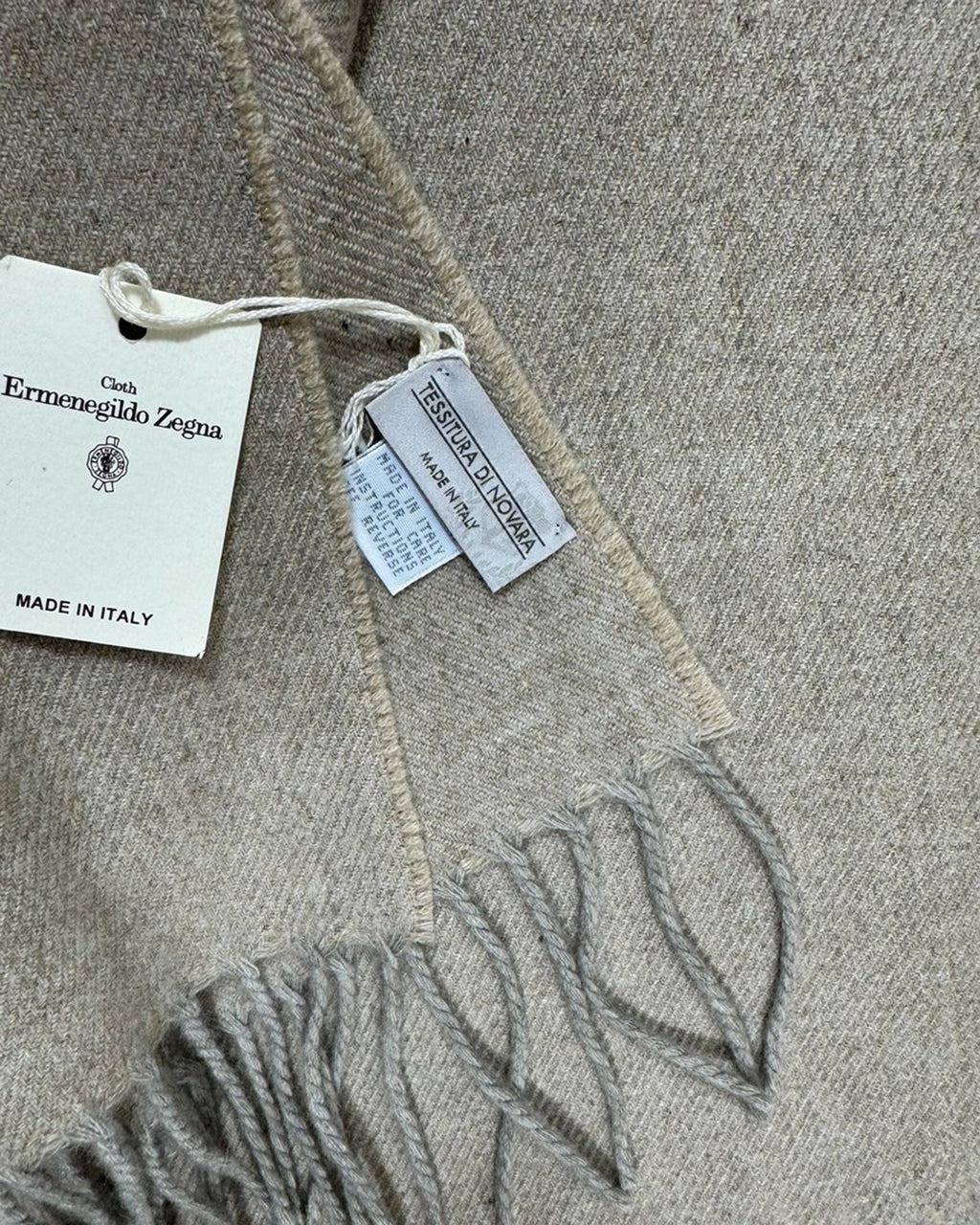 Tessitura Di Novara Cashmere Throw Blanket Beige Gray - Zegna Fabrics FINAL SALE