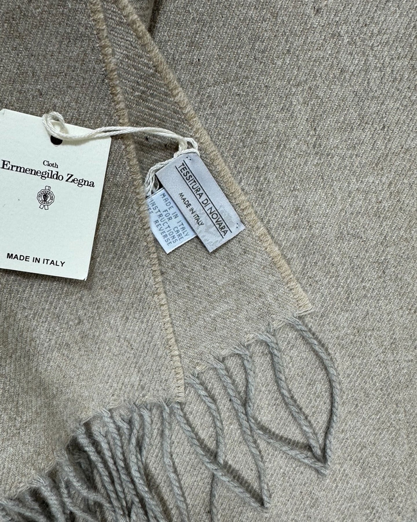 Tessitura Di Novara Cashmere Throw Blanket Beige Gray - Zegna Fabrics FINAL SALE