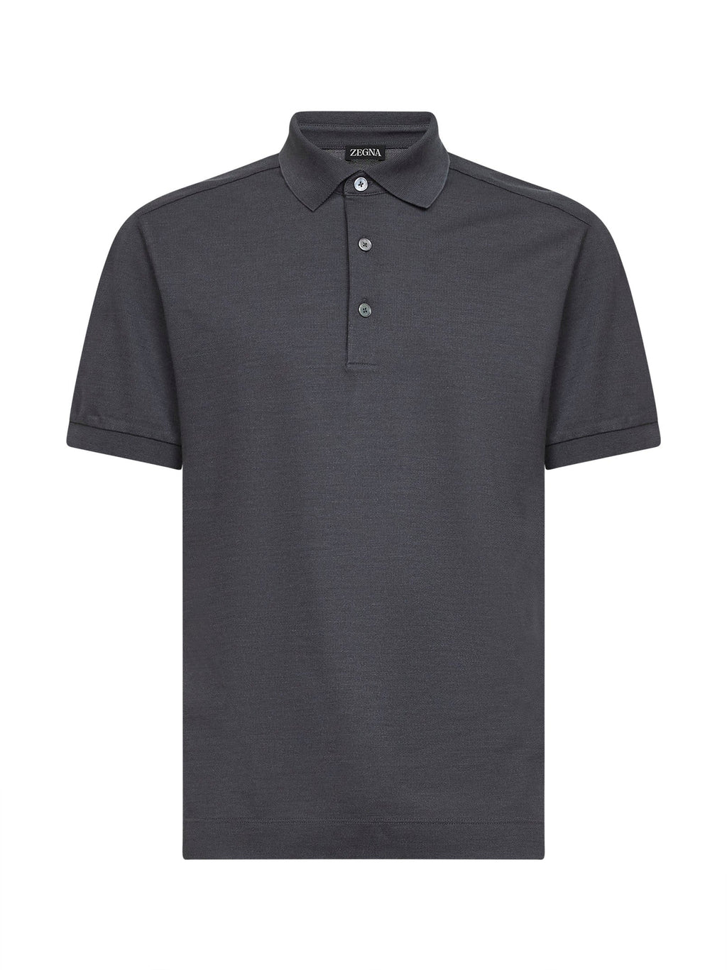Zegna Men Grey Cotton And Silk Pique Polo Shirt