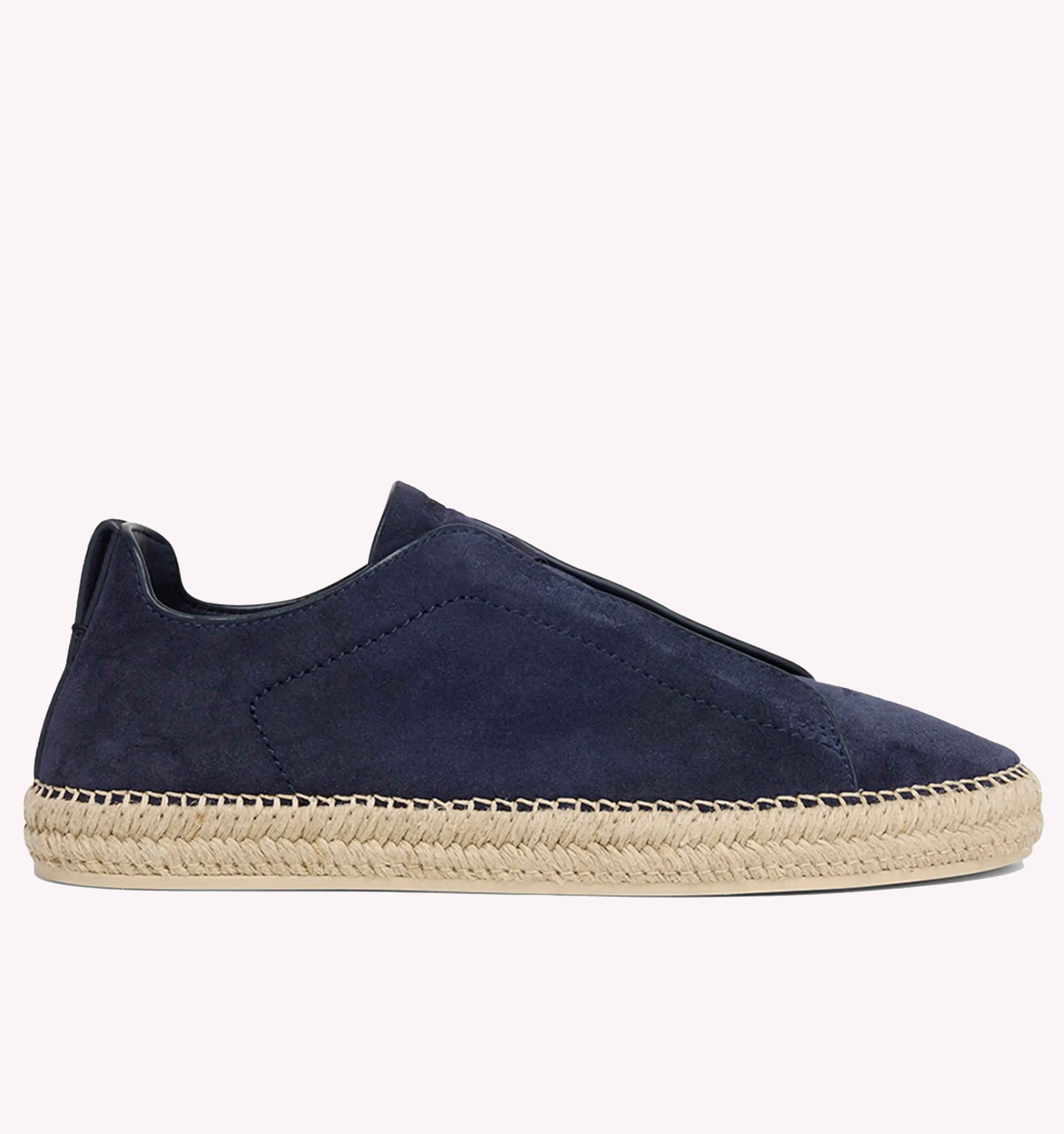 Zegna Espadrille Triple Stitch Sneaker in Blue