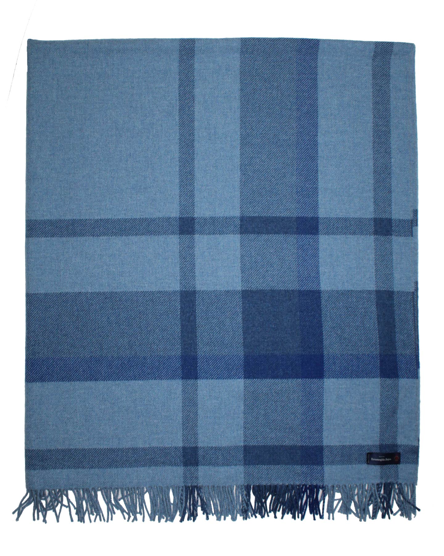 Ermenegildo Zegna Throw Blanket Blue Plaid - Wool Alpaca Cashmere SALE