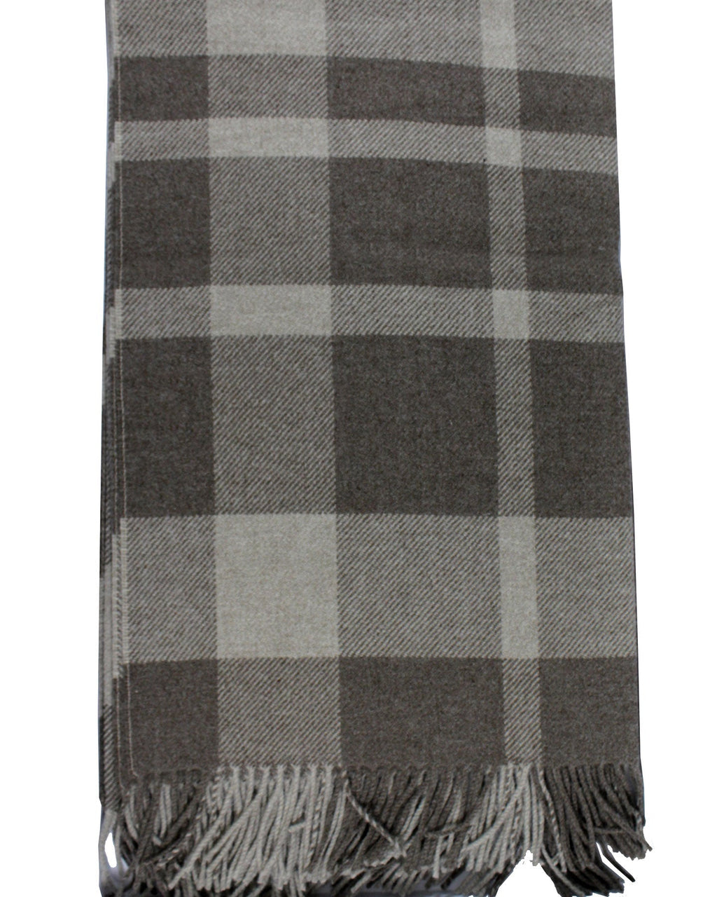 Ermenegildo Zegna Cashmere Wool Throw Blanket Gray Ceylon Green Plaid Design