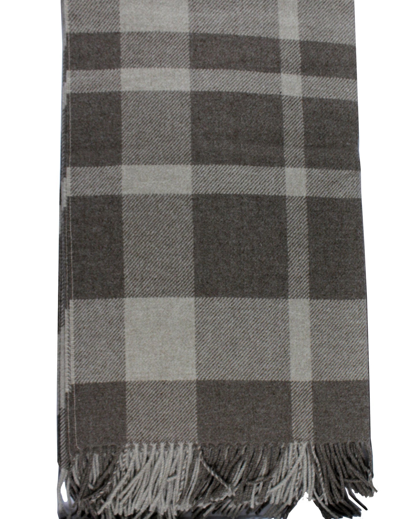Ermenegildo Zegna Cashmere Wool Throw Blanket Gray Ceylon Green Plaid Design
