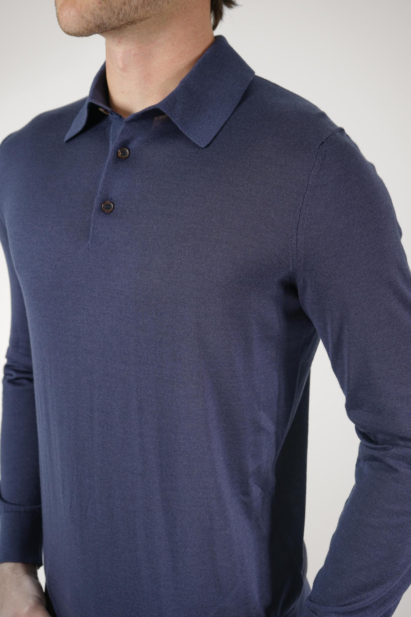 Zegna Cashmere/Silk Longsleeve Polo Navy