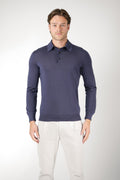 Zegna Cashmere/Silk Longsleeve Polo Navy
