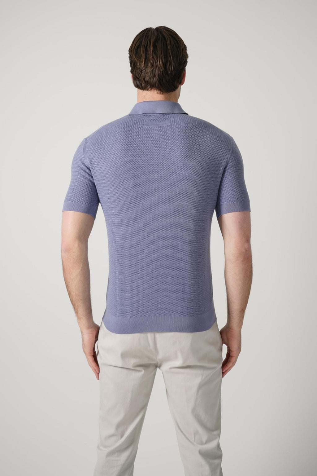 Zegna Knitted V-Neck Polo Lavendel