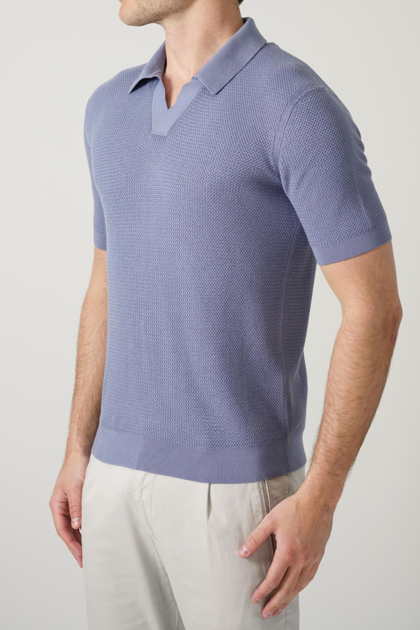 Zegna Knitted V-Neck Polo Lavendel