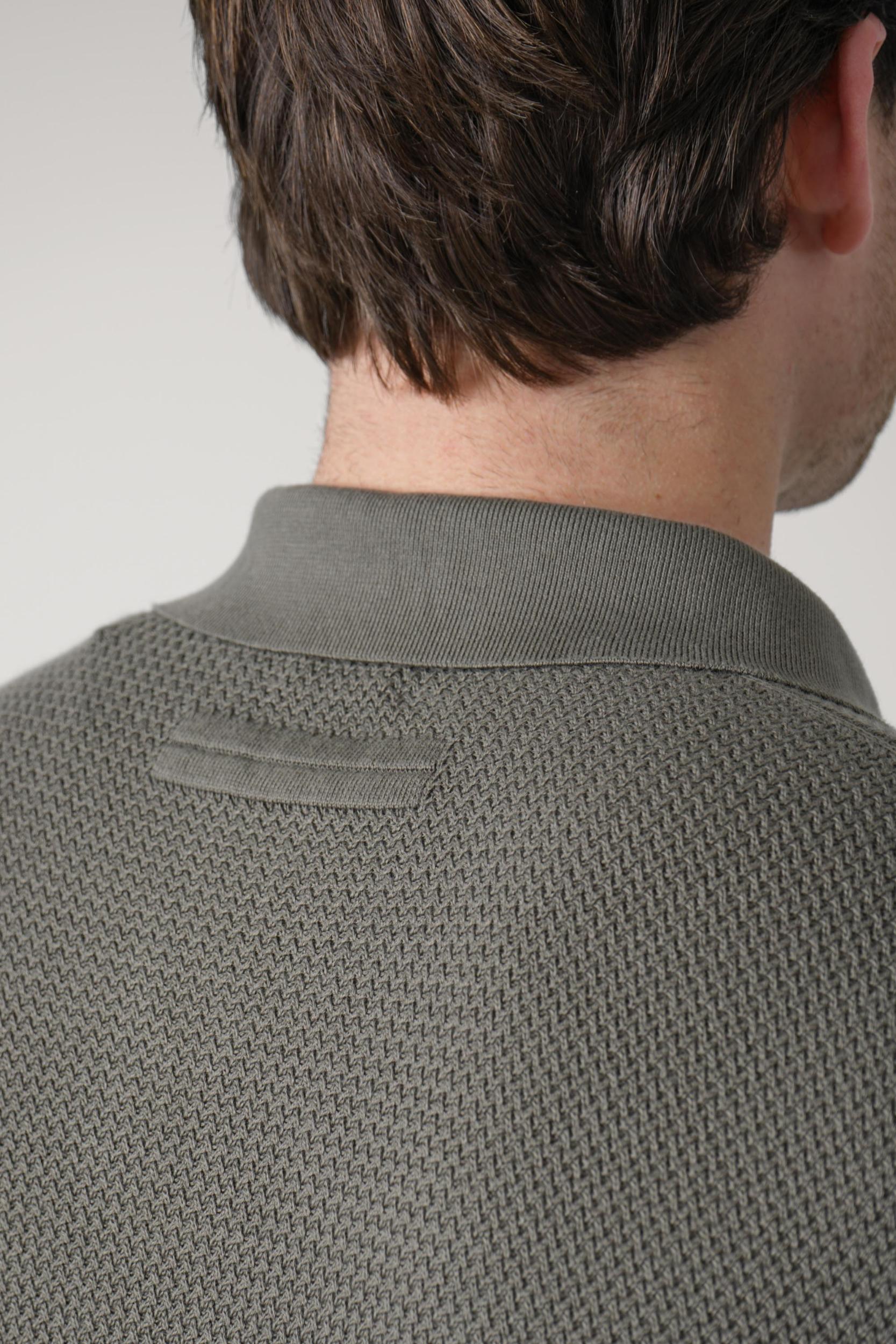 Zegna Knitted V-Neck  Polo Olive Green