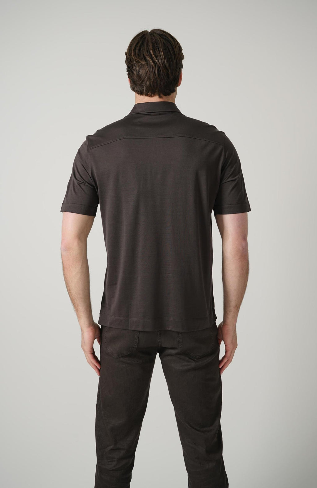 Zegna Leggerissmo Silk Polo Deep Brown
