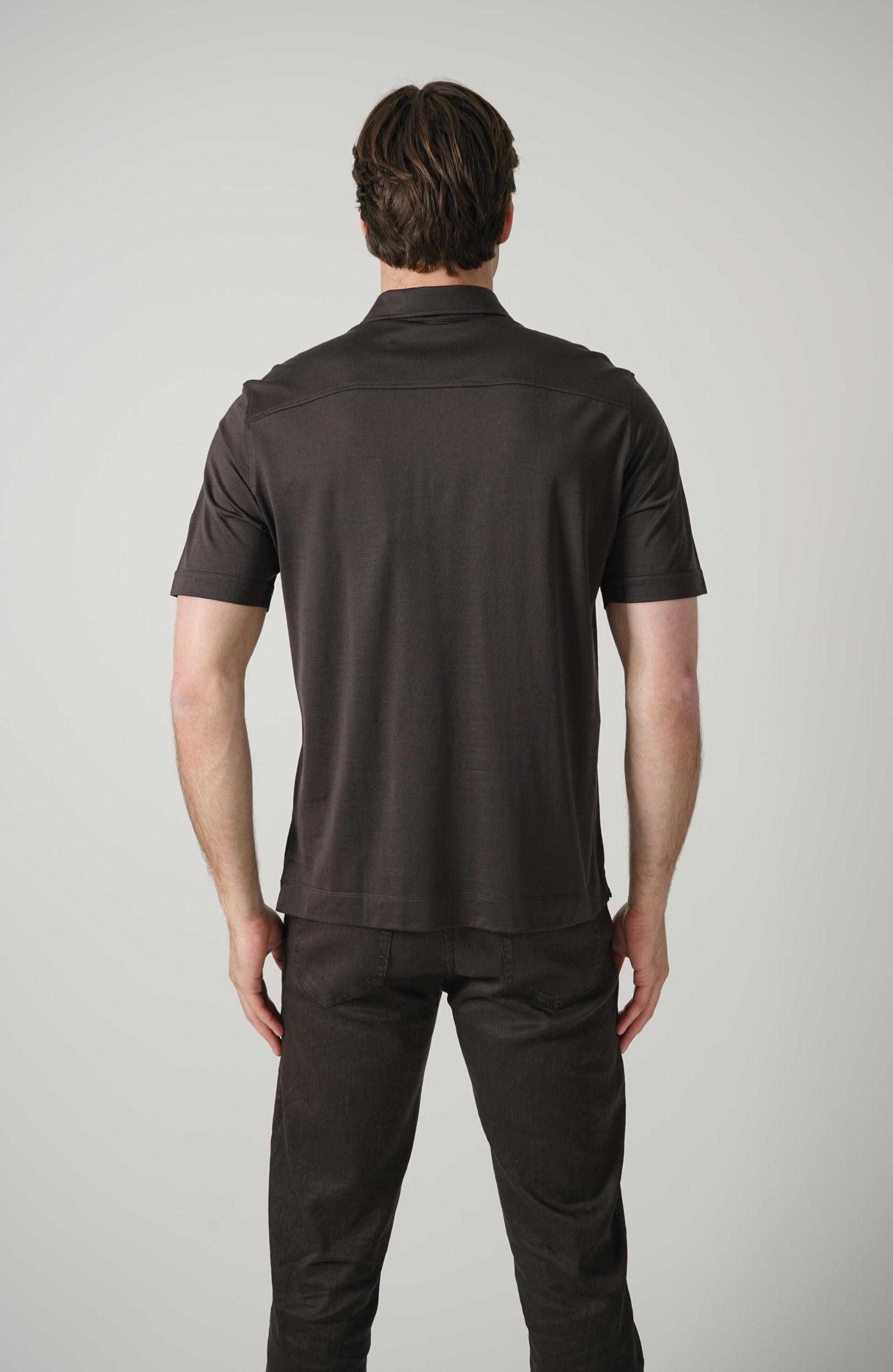 Zegna Leggerissmo Silk Polo Deep Brown