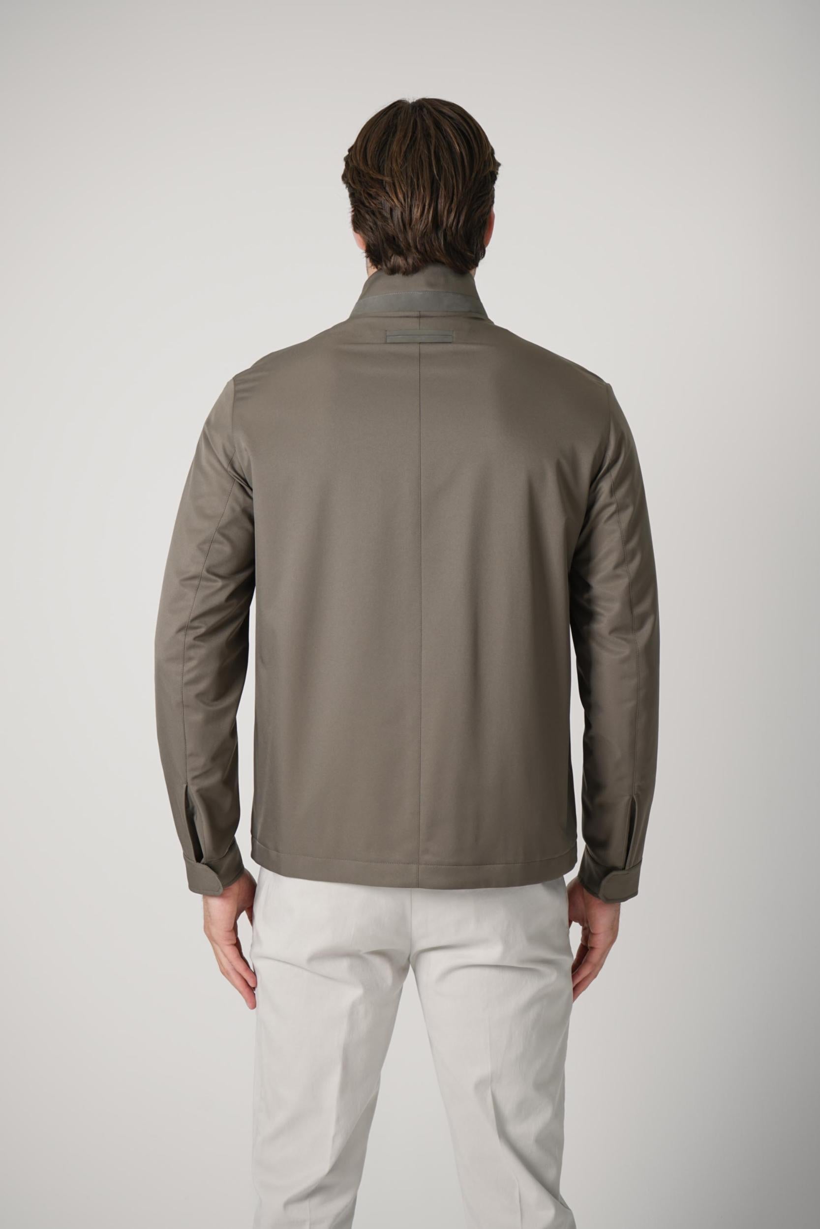 Zegna Microfiber Motorin Field Jacket Dark Taupe