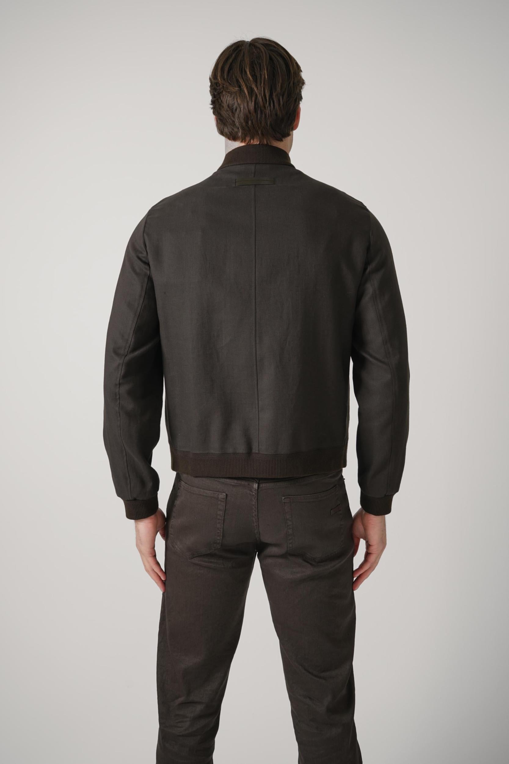 Zegna Oasi Linen Outerwear Jacket Deep Brown