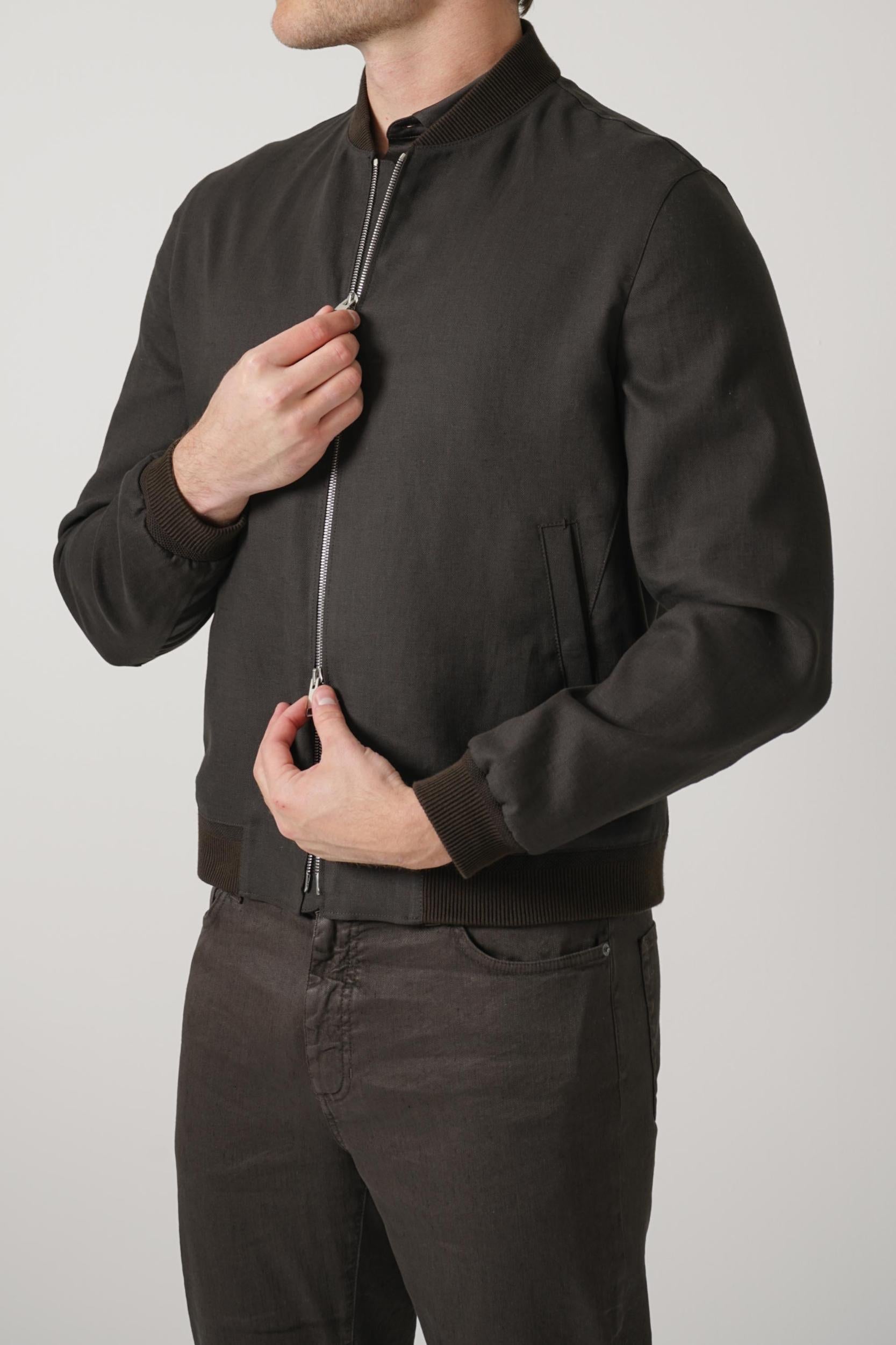 Zegna Oasi Linen Outerwear Jacket Deep Brown