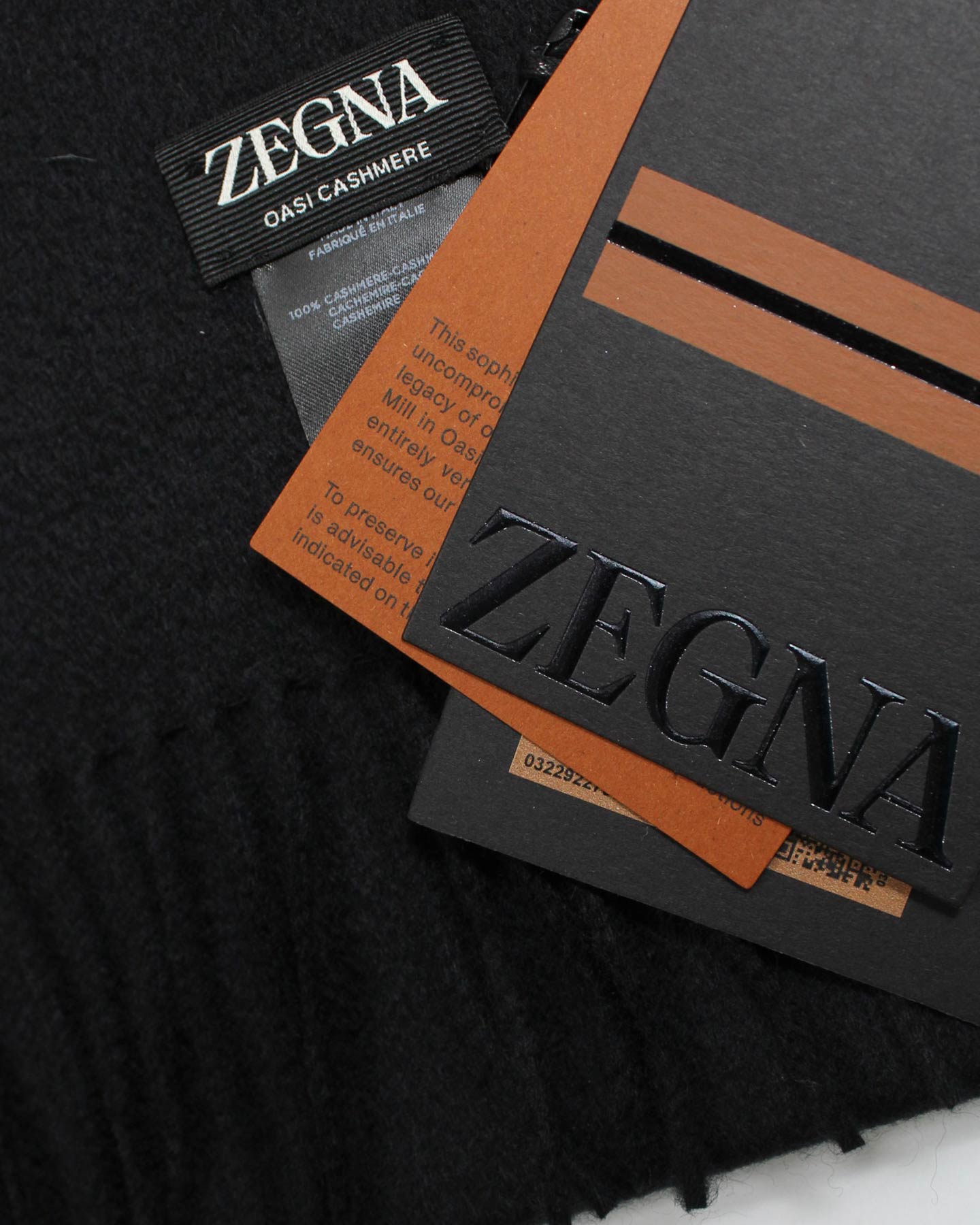 Ermenegildo Zegna Scarf Oasi Cashmere Solid Black - SALE