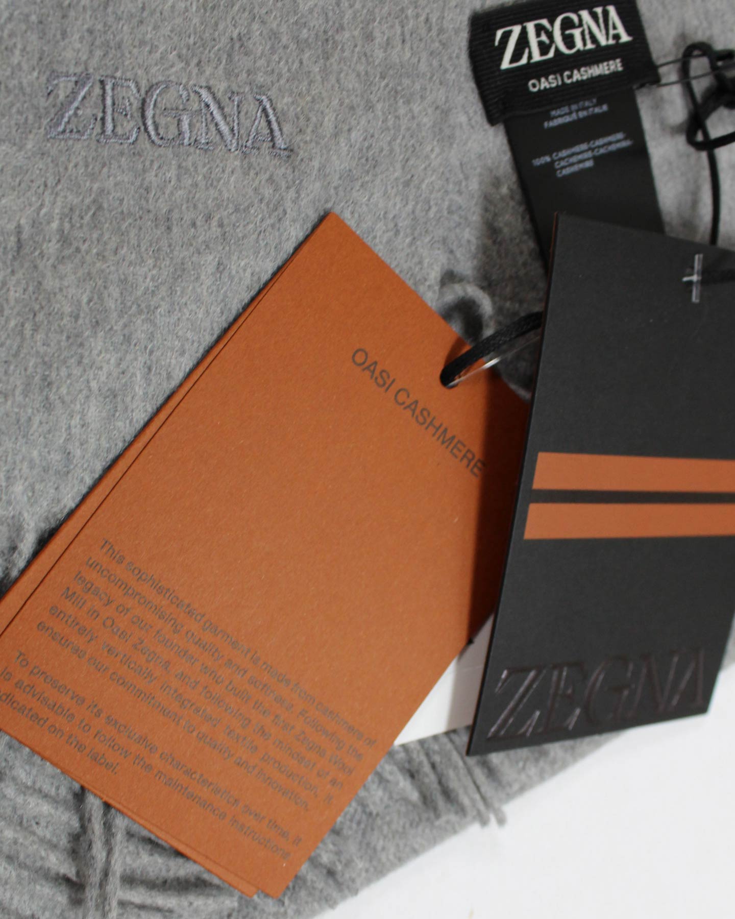 Ermenegildo Zegna Cashmere Scarf Gray Pattern SALE