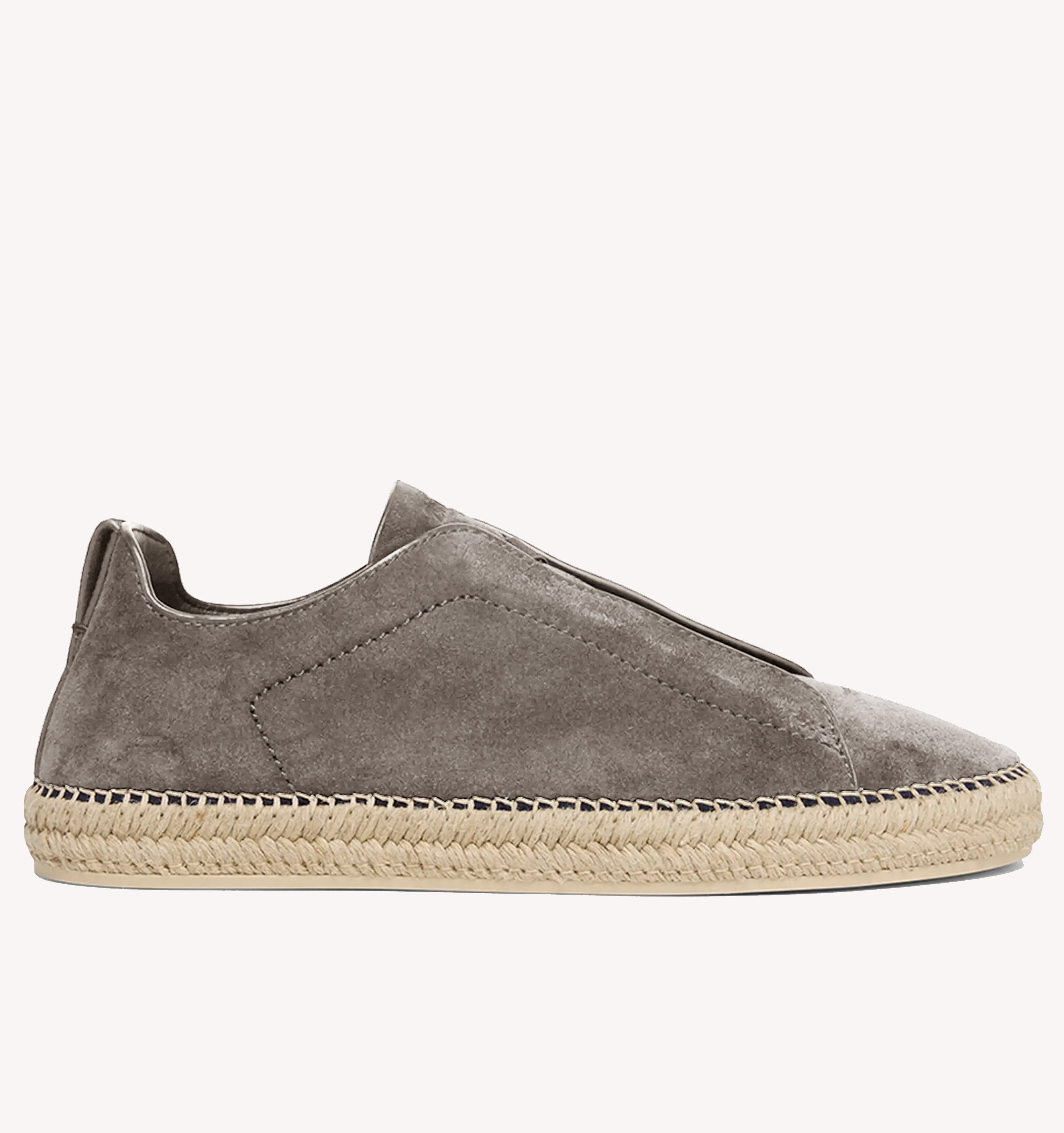 Zegna Espadrille Triple Stitch Sneaker in Stone